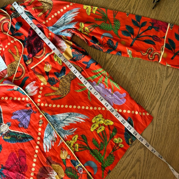 Anthropologie Rosa de Weerd Flannel Sleep Top Botanical Dreamy Medium Petite NWT - Picture 10 of 12